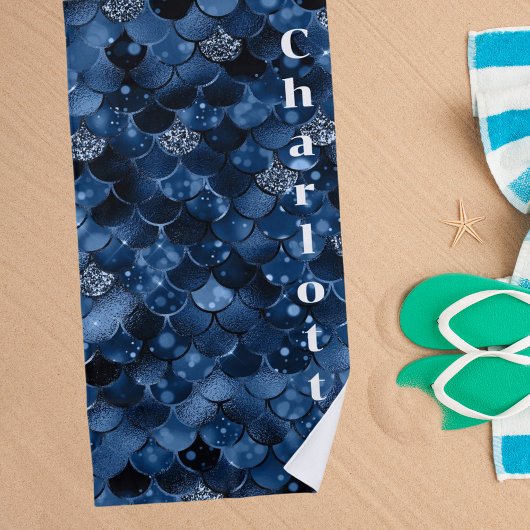 Donkere zeemeermin schubben naam strandlaken