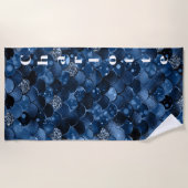 Donkere zeemeermin schubben naam strandlaken (Voorkant)