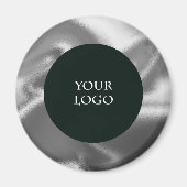 Donkere Zilveren Metallic Zakelijk Logo Promo Magneet (Voorkant)