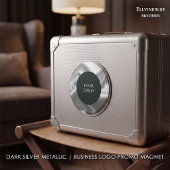 Donkere Zilveren Metallic Zakelijk Logo Promo Magneet