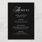 Donkere Zwart-Wit Bruiloft | Klassieke Luxe Menu (Voorkant)