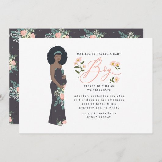 Donkere zwarte aanstaande moeder van een jongetje (Voorkant / Achterkant)