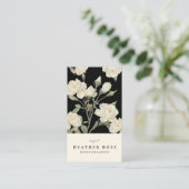 Donkere zwarte achtergrond witte rozen visitekaartje (Staand voorkant)