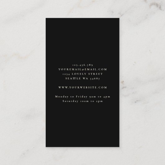 Donkere zwarte achtergrond witte rozen visitekaartje (Achterkant)