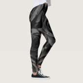 Donkere zwarte en grijze Rozen grafische Mode Leggings (Rechts)