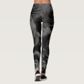 Donkere zwarte en grijze Rozen grafische Mode Leggings (Achterkant)