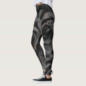 Donkere zwarte en grijze Rozen grafische Mode Leggings (Links)