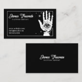 Donkere zwarte en witte handbediende oogkunstenaar visitekaartje (Voorkant / Achterkant)
