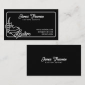 Donkere zwarte en witte hartritmees Tattoo artiest Visitekaartje (Voorkant / Achterkant)