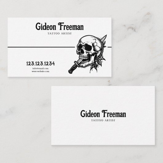 Donkere zwarte en witte schedel Eeuwige Tattoo art Visitekaartje (Voorkant / Achterkant)