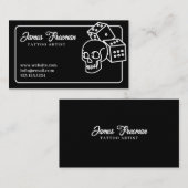 Donkere zwarte en witte schedel Tice Tattoo arties Visitekaartje (Voorkant / Achterkant)