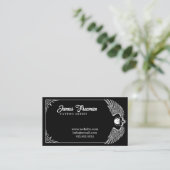 Donkere zwarte en witte vleugels Tattoo kunstenaar Visitekaartje (Staand voorkant)