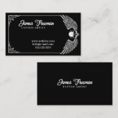 Donkere zwarte en witte vleugels Tattoo kunstenaar Visitekaartje (Voorkant / Achterkant)