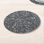 Donkere zwarte glitter Sparkles Ronde Kartonnen Onderzetter (Gebogen)