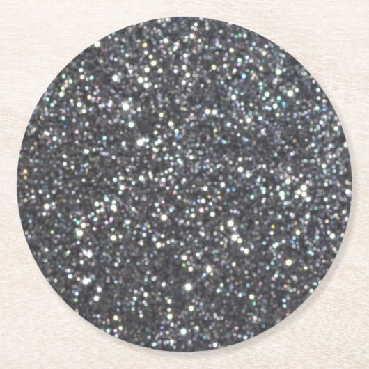 Donkere zwarte glitter Sparkles Ronde Kartonnen Onderzetter (Voorkant)