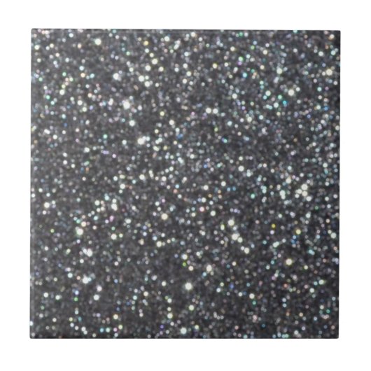 Donkere zwarte glitter Sparkles Tegeltje (Voorkant)