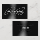 Donkere zwarte grijze monogram Manager Visitekaart Visitekaartje (Voorkant / Achterkant)