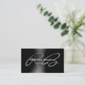 Donkere zwarte grijze monogram Manager Visitekaart Visitekaartje (Staand voorkant)