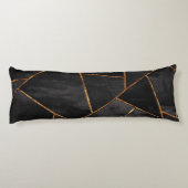 Donkere zwarte inkt Gold koper geometrische glans  Lichaamskussen (Achterkant)