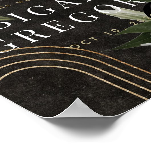 Donkere zwarte Moody Green Botanical Weddenschap W Poster (Hoek)