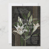 Donkere zwarte Moody Green botanische bruiloft Kaart (Voorkant)