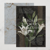 Donkere zwarte Moody Green botanische bruiloft Kaart (Voorkant / Achterkant)