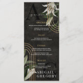 Donkere zwarte Moody Green botanische bruiloft Menu (Voorkant)