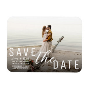 Donkere zwarte overlay foto save the date bruiloft magneet
