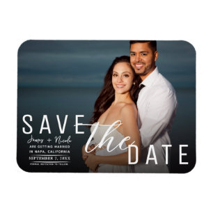 Donkere zwarte overlay foto Save the Date Huwelijk Magneet