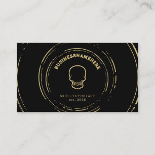 Donkere Zwarte Schedel Tattoo Piercing Studio QR C Visitekaartje