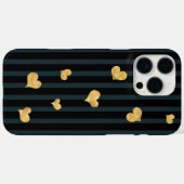 Donkere zwarte streep gouden harten Case-Mate iPhone case (Achterkant (horizontaal))