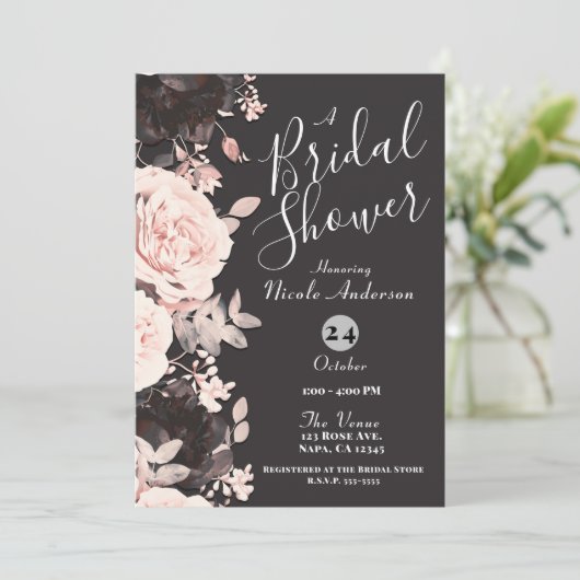 Donkerflens Blush Roze houtskool grijs Vrijgezelle Kaart (Staand voorkant)