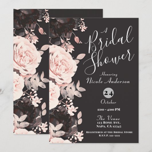 Donkerflens Blush Roze houtskool grijs Vrijgezelle Kaart (Voorkant / Achterkant)