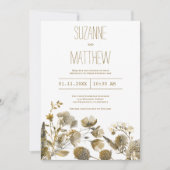 Donkergeel ivoor wit bruin bloemenbruin Bruiloft Kaart (Voorkant)