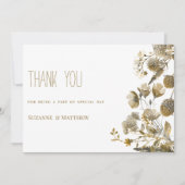 Donkergeel ivoor wit bruin bloemig Dank U Kaart (Voorkant)