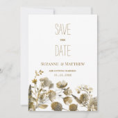 Donkergele ivoorwitte bruine flora Save the Date Kaart (Voorkant)