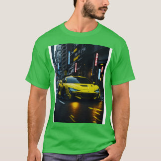 Donkergele Sport in Japanse Neon City T-shirt