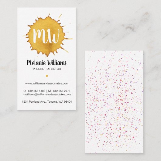 Donkergele Waterverf - Monogram Visitekaartje (Voorkant / Achterkant)