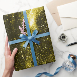 Donkergele zwarte abstracte melkweg cadeaupapier