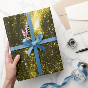 Donkergele zwarte abstracte melkweg cadeaupapier