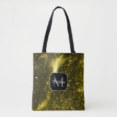 Donkergele zwarte abstracte melkweg Monogram Tote Bag (Voorkant)
