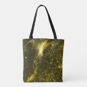 Donkergele zwarte abstracte melkweg Monogram Tote Bag (Achterkant)