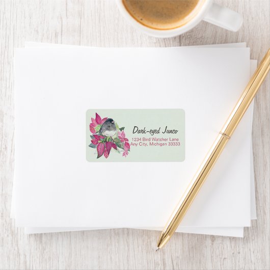 Donkergelige Junco Waterverf Return Address Label
