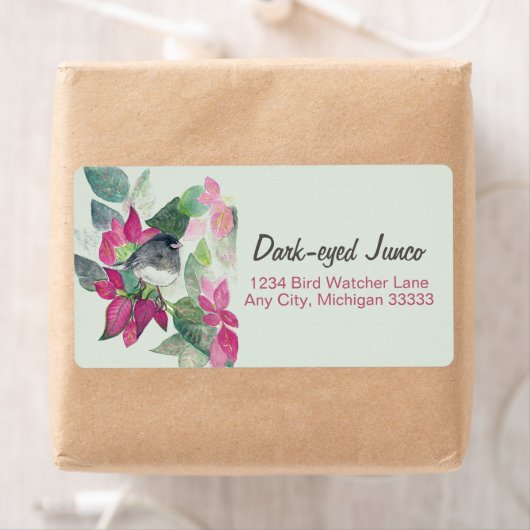 Donkergelige Junco Waterverf Return Address Label (Insitu)