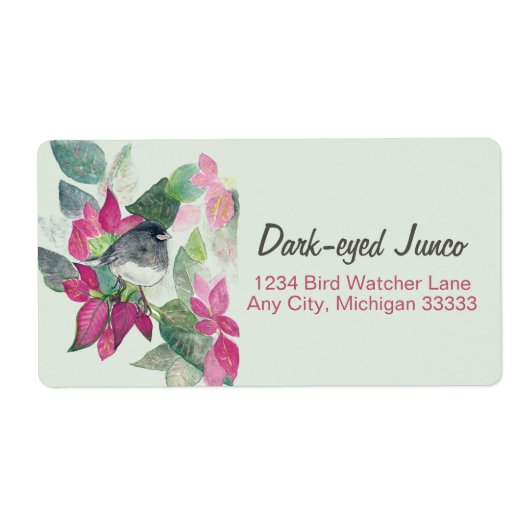 Donkergelige Junco Waterverf Return Address Label (Voorkant)