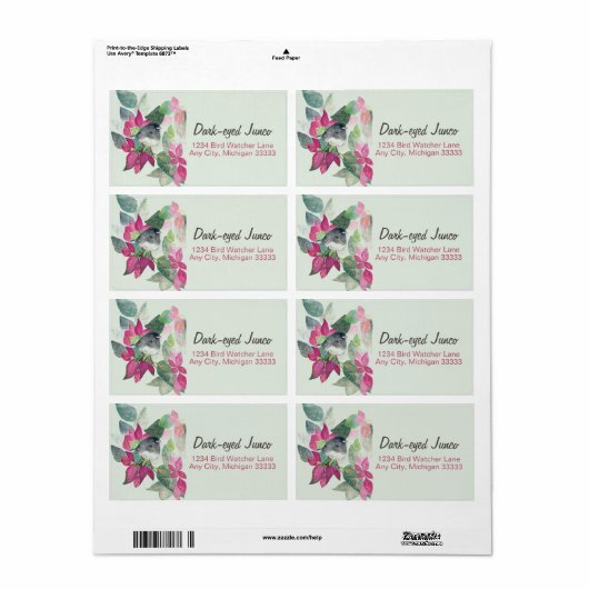 Donkergelige Junco Waterverf Return Address Label (Full Sheet)