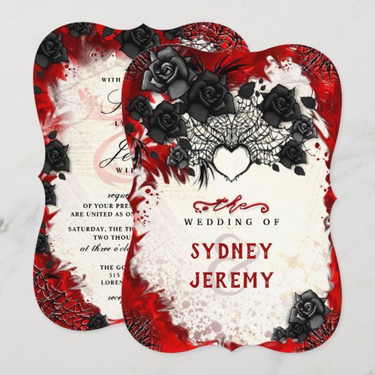 Donkergothic Halloween "Samen met" Uitnodiging (Voorkant / Achterkant)