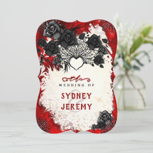 Donkergothic Halloween "Samen met" Uitnodiging (Staand voorkant)