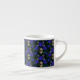 Donkergotisch Grungy Roos Vines Raven Schedel blau Espresso Kop