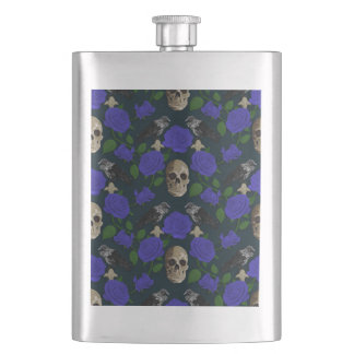 Donkergotisch Grungy Roos Vines Raven Schedel blau Flacon